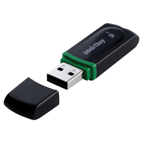 Флеш-диск 16 GB, SMARTBUY Paean, USB 2.0, черный, SB16GBPN-K