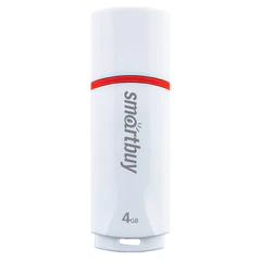 Флеш-диск 4 GB, SMARTBUY Crown, USB 2.0, белый, SB4GBCRW-W