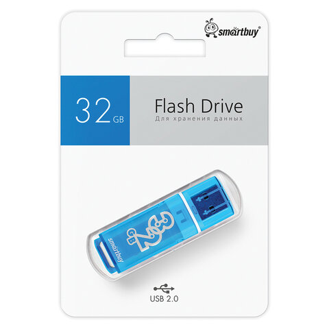Флеш-диск 32 GB, SMARTBUY Glossy, USB 2.0, синий, SB32GBGS-B
