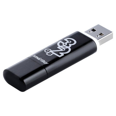 Флеш-диск 32 GB, SMARTBUY Glossy, USB 2.0, черный, SB32GBGS-K