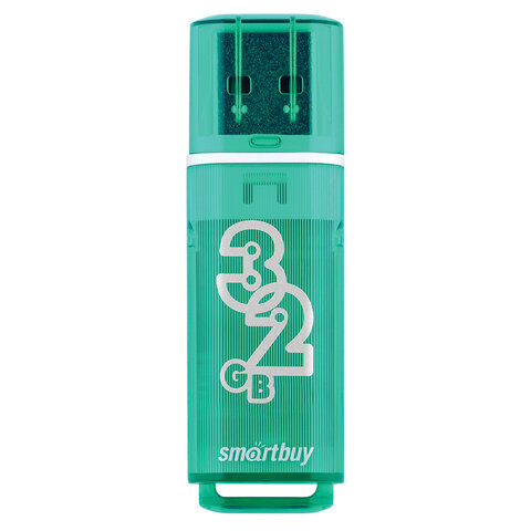 Флеш-диск 32 GB, SMARTBUY Glossy, USB 2.0, зеленый, SB32GBGS-G