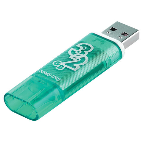 Флеш-диск 32 GB, SMARTBUY Glossy, USB 2.0, зеленый, SB32GBGS-G