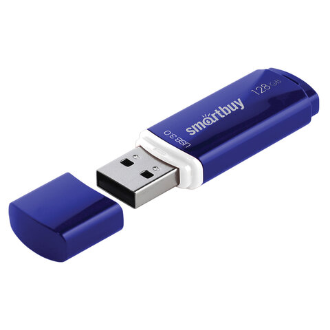 Флеш-диск 128 GB, SMARTBUY Crown, USB 3.0, синий, SB128GBCRW-Bl