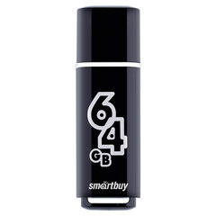 Флеш-диск 64 GB, SMARTBUY Glossy, USB 2.0, черный, SB64GBGS-K