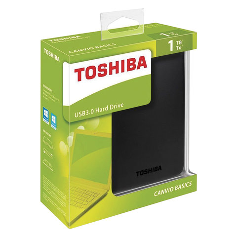 Внешний жесткий диск TOSHIBA Canvio Basics 1 TB, 2.5", USB 3.0, черный, HDTB410EK3AA