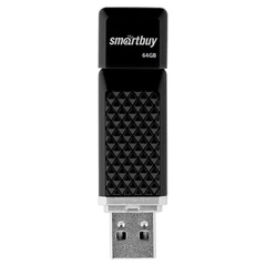 Флеш-диск 64 GB SMARTBUY Quartz USB 2.0, черный, SB64GBQZ-K