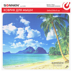 Коврик для мыши SONNEN &laquo;BEACH&raquo;, резина + ткань, 260&times;220&times;3 мм, 513294