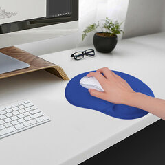 Коврик для мыши с подушкой под запястье SONNEN, полиуретан + лайкра, 250&times;220&times;20 мм, синий, 513300