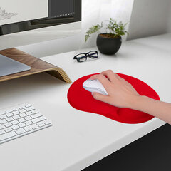 Коврик для мыши с подушкой под запястье SONNEN, полиуретан + лайкра, 250&times;220&times;20 мм, красный, 513301