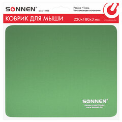 Коврик для мыши SONNEN &laquo;GREEN&raquo;, резина + ткань, 220&times;180&times;3 мм, 513305