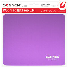 Коврик для мыши SONNEN &laquo;PURPLE&raquo;, резина + ткань, 220&times;180&times;3 мм, 513307