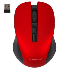 Мышь беспроводная с бесшумным кликом SONNEN V18, USB, 800/<wbr/>1200/<wbr/>1600 dpi, 4 кнопки, красная, 513516