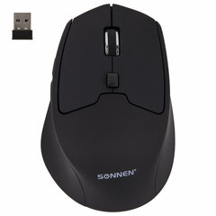 Мышь беспроводная SONNEN V33, USB, 800/<wbr/>1200/<wbr/>1600 dpi, 6 кнопок, оптическая, черная, SOFT TOUCH, 513517