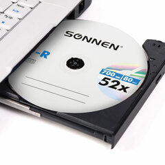 Диск CD-R SONNEN, 700 Mb, 52x, Cake Box (упаковка на шпиле) КОМПЛЕКТ 100 шт., 513533