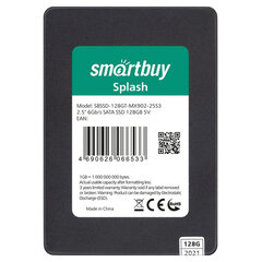 Твердотельный накопитель SSD SMARTBUY Splash 128GB, 2,5", SATA III, черный, SBSSD-128GT-MX902-25S3