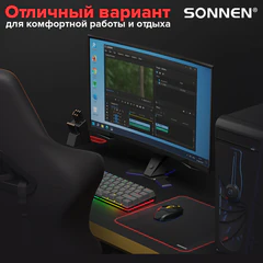 Коврик компьютерный для мыши большой SONNEN "CYBER OUTLAW", ткань + резина, 400х355х3 мм, 513616