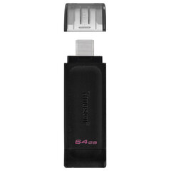 Флеш-диск 64 GB KINGSTON DataTraveler 70, разъем Type-C 3.2, черный, DT70/64GB