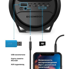 Колонка портативная DEFENDER G24, 1.0, 10 Вт, Bluetooth, FM-тюнер, microSD, чёрная