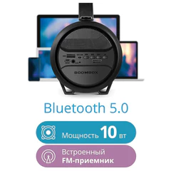 Колонка портативная DEFENDER G24, 1.0, 10 Вт, Bluetooth, FM-тюнер, microSD, чёрная