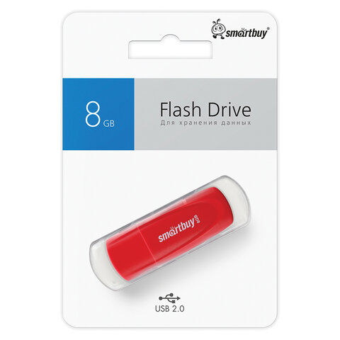 Флеш-диск 8GB SMARTBUY Scout USB 2.0, красный, SB008GB2SCR