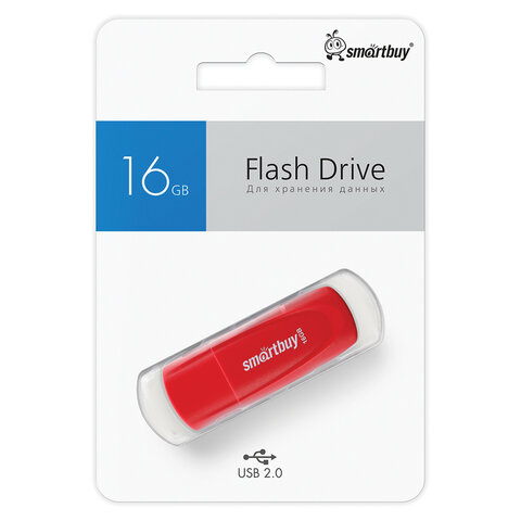 Флеш-диск 16GB SMARTBUY Scout USB 2.0, красный, SB016GB2SCR