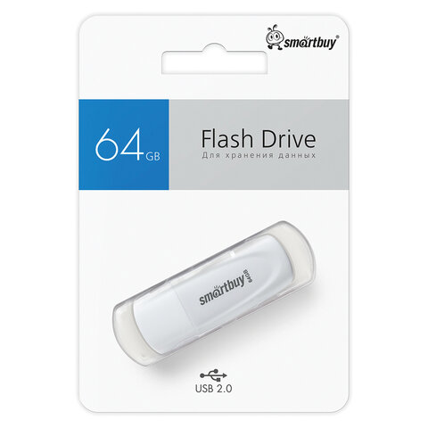 Флеш-диск 64GB SMARTBUY Scout USB 2.0, белый, SB064GB2SCW