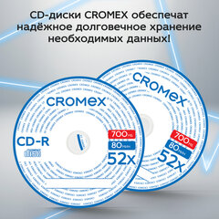 Диск CD-R CROMEX (КРОМЕКС), 700 Mb, 52x, Cake Box (упаковка на шпиле), КОМПЛЕКТ 50 шт., 513772