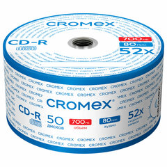 Диск CD-R CROMEX (КРОМЕКС), 700 Mb, 52x, Bulk (термоусадка без шпиля), КОМПЛЕКТ 50 шт., 513773