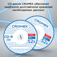 Диск CD-R CROMEX (КРОМЕКС), 700 Mb, 52x, Cake Box (упаковка на шпиле), КОМПЛЕКТ 25 шт., 513776
