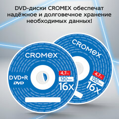 Диск DVD+R (плюс) CROMEX (КРОМЕКС), 4,7 Gb, 16x, Cake Box (упаковка на шпиле), КОМПЛЕКТ 25 шт., 513777