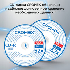 Диск CD-R CROMEX (КРОМЕКС), 700 Mb, 52x, Cake Box (упаковка на шпиле), КОМПЛЕКТ 100 шт., 513778