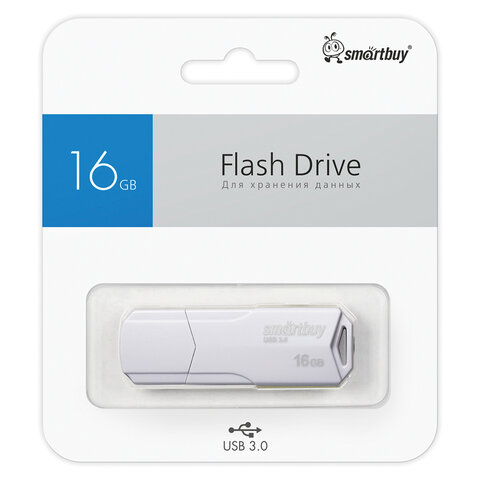 Флеш-диск 16GB SMARTBUY Clue USB 2.0, белый, SB16GBCLU-W