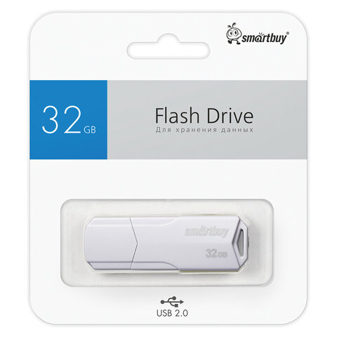 Флеш-диск 32GB SMARTBUY Clue USB 2.0, белый, SB32GBCLU-W