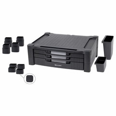 Подставка для монитора, ноутбука 434&times;336&times;193 мм, 3 ящика, черная, BRAUBERG, 513791