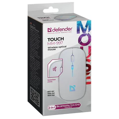 Мышь беспроводная DEFENDER TOUCH MM-997, USB, 3 кнопки+1 колесо-кнопка, оптическая, белая