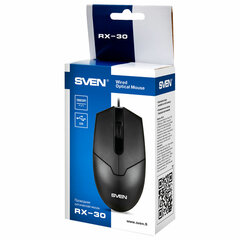 Мышь проводная SVEN RX-30, USB, 2 кнопки + 1 колесо-кнопка, оптическая, черная, SV-018