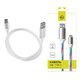 Кабель с LED-подсветкой USB 2.0-Type-C, 1 м, RED LINE, белый