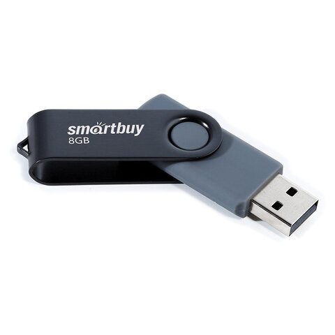 Флеш-диск 8GB SMARTBUY Twist USB 2.0, черный, SB008GB2TWK