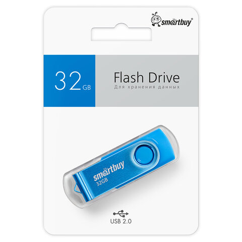 Флеш-диск 32GB SMARTBUY Twist USB 2.0, синий, SB032GB2TWB