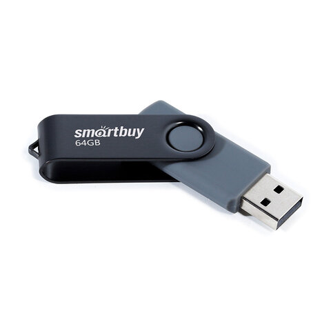Флеш-диск 64GB SMARTBUY Twist USB 2.0, черный, SB064GB2TWK