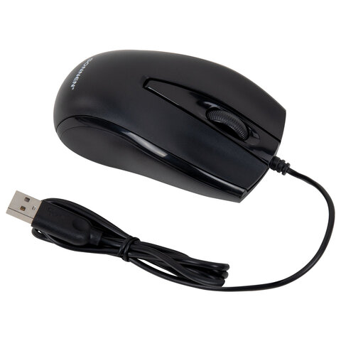 Мышь проводная БЕСШУМНАЯ USB, 800 dpi, 2 кнопки + колесо-кнопка, SONNEN K520, черная, 513944