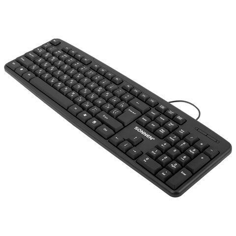 Клавиатура проводная бесшумная, USB, 104 клавиши, SONNEN KB-8136, черная, 513946 - фото 2