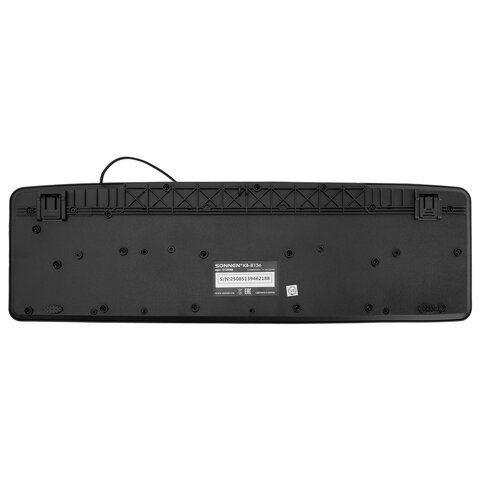 Клавиатура проводная бесшумная, USB, 104 клавиши, SONNEN KB-8136, черная, 513946 - фото 3