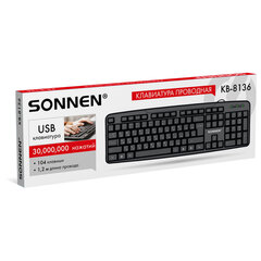 Клавиатура проводная USB, 104 клавиши, SONNEN KB-8136, черная, 513946