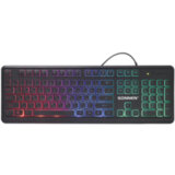 Клавиатура проводная бесшумная USB, 104 плоские клавиши, LED-подсветка, SONNEN K308, черная, 513947