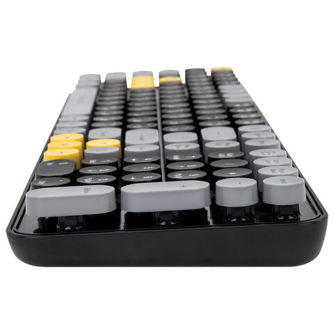 Клавиатура беспроводная бесшумная USB, 105 клавиш, SONNEN K303BY, черная / серая / желтая, 513952