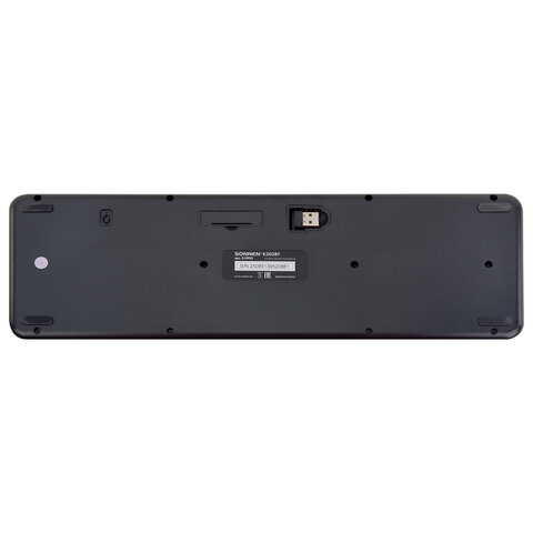 Клавиатура беспроводная бесшумная USB, 105 клавиш, SONNEN K303BY, черная / серая / желтая, 513952