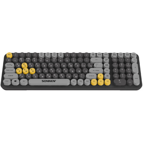 Клавиатура беспроводная USB, 104 клавиши, SONNEN K303BY, 3 цвета, 513952