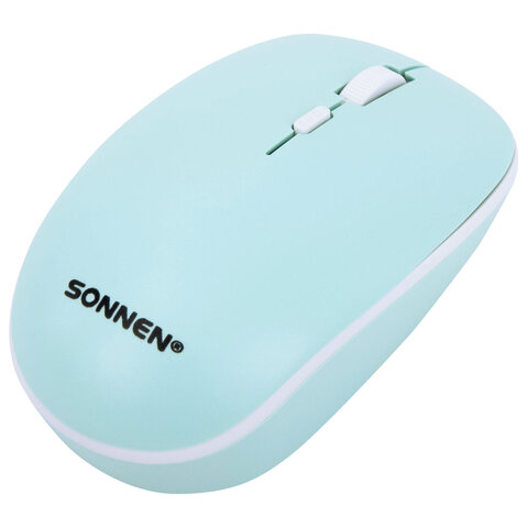 Набор беспроводной тихий: клавиатура 104 клавиши, мышь 4 кнопки 800/1200/1600 dpi, SONNEN K-650, белый / мятный / бирюзовый, 513953 - фото 7