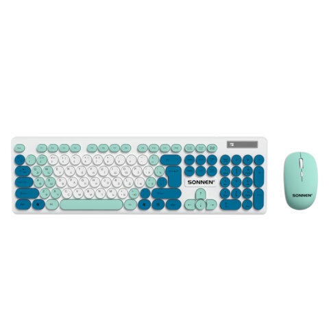 Набор беспроводной -клавиатура 117 клавиш, мышь 4 кнопки, SONNEN K-650, 3 цвета, 513953